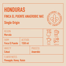 Carica l&#39;immagine nel visualizzatore di Gallery, HONDURAS FINCA EL PUENTE CATUAI ANAEROBIC NATURAL CAMPIONE
